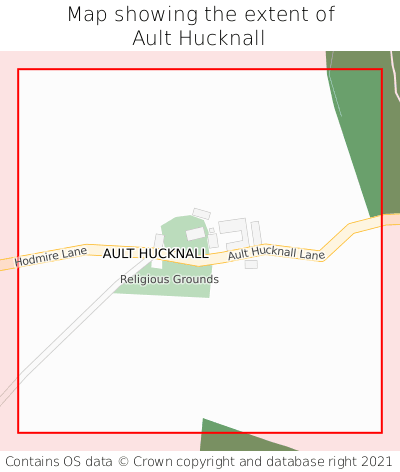 Map showing extent of Ault Hucknall as bounding box