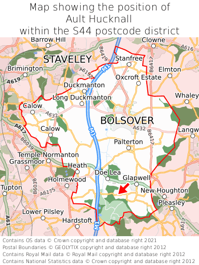 Map showing location of Ault Hucknall within S44