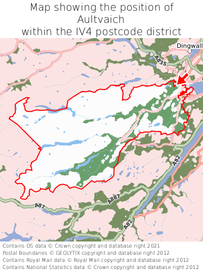 Map showing location of Aultvaich within IV4