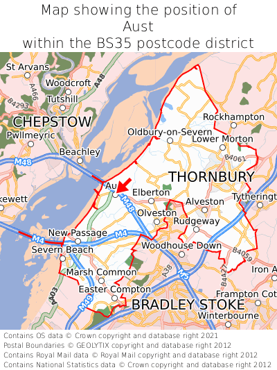 Map showing location of Aust within BS35