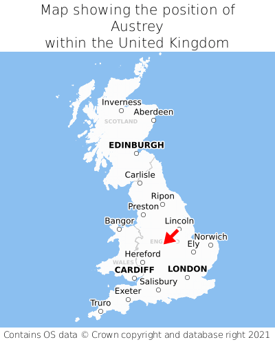 Map showing location of Austrey within the UK
