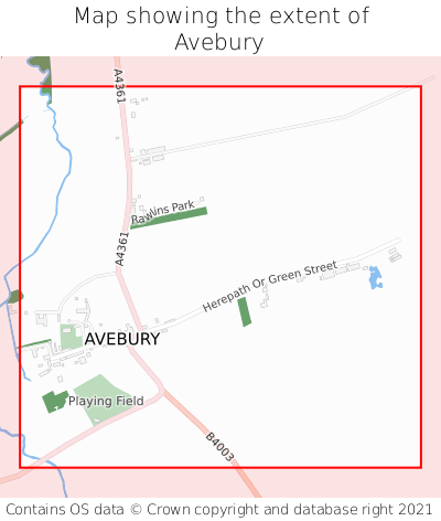 Map showing extent of Avebury as bounding box
