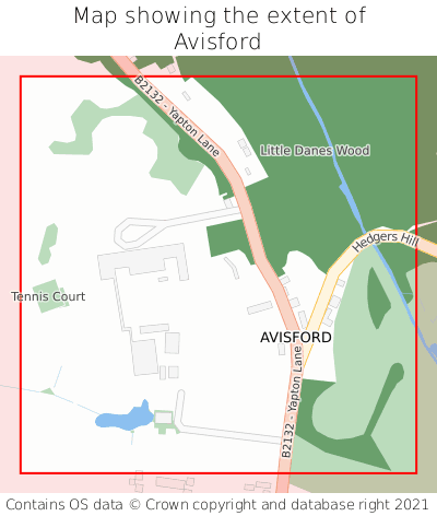 Map showing extent of Avisford as bounding box