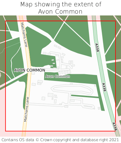 Map showing extent of Avon Common as bounding box