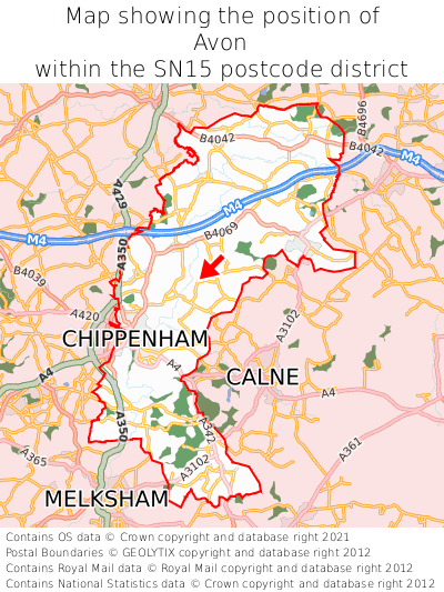 Map showing location of Avon within SN15