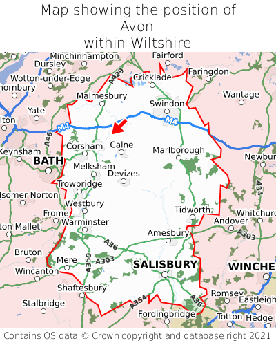 Map showing location of Avon within Wiltshire
