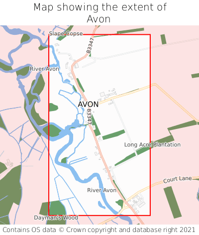 Map showing extent of Avon as bounding box