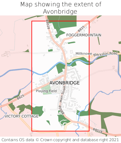 Map showing extent of Avonbridge as bounding box