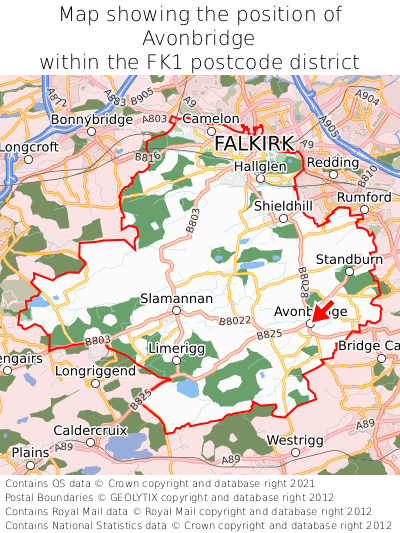 Map showing location of Avonbridge within FK1