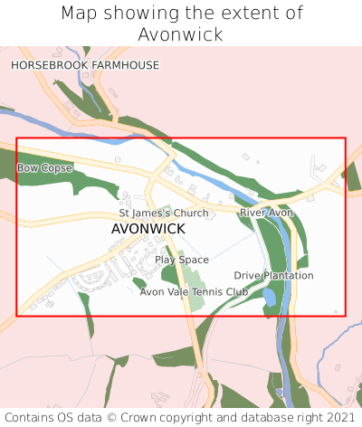 Map showing extent of Avonwick as bounding box