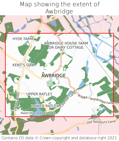 Map showing extent of Awbridge as bounding box