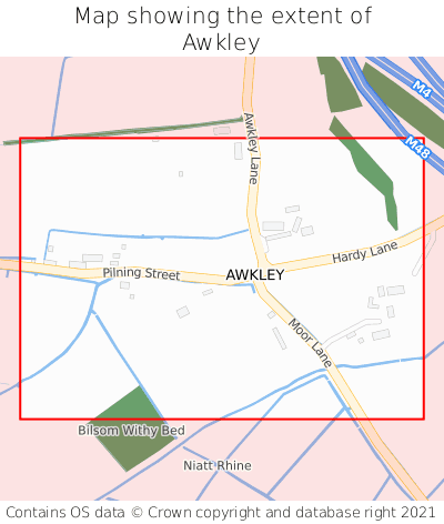 Map showing extent of Awkley as bounding box