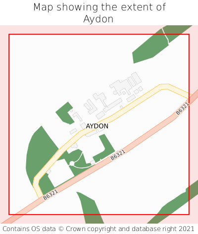 Map showing extent of Aydon as bounding box