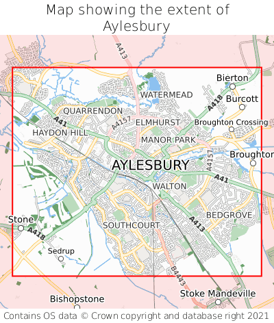 Map showing extent of Aylesbury as bounding box