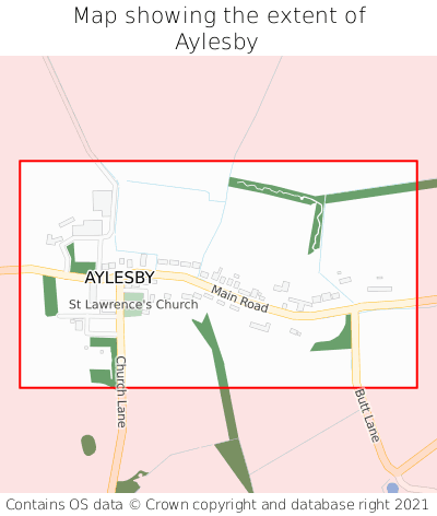 Map showing extent of Aylesby as bounding box