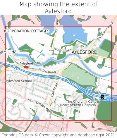 Map showing extent of Aylesford as bounding box