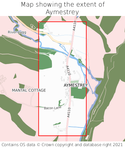 Map showing extent of Aymestrey as bounding box
