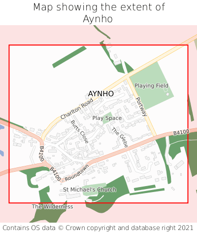 Map showing extent of Aynho as bounding box