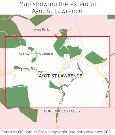 Map showing extent of Ayot St Lawrence as bounding box