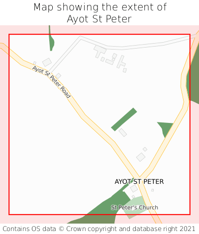 Map showing extent of Ayot St Peter as bounding box