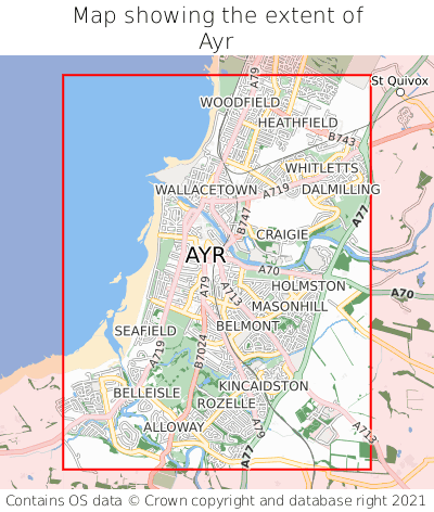 Map showing extent of Ayr as bounding box