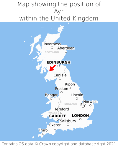 Map showing location of Ayr within the UK