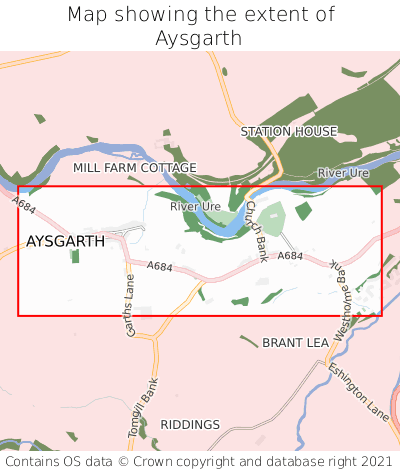 Map showing extent of Aysgarth as bounding box
