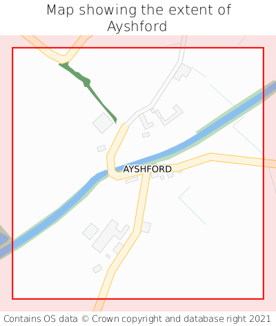 Map showing extent of Ayshford as bounding box