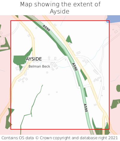Map showing extent of Ayside as bounding box