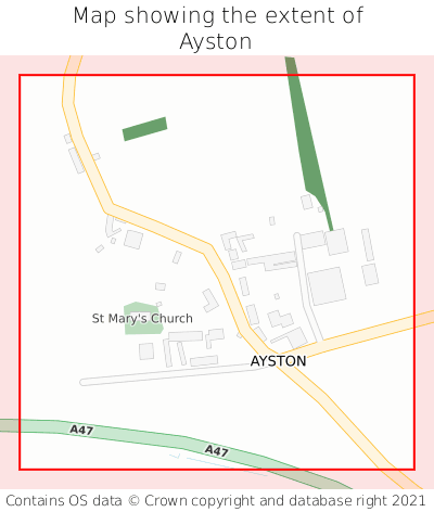 Map showing extent of Ayston as bounding box