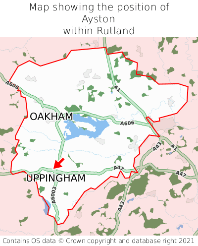 Map showing location of Ayston within Rutland