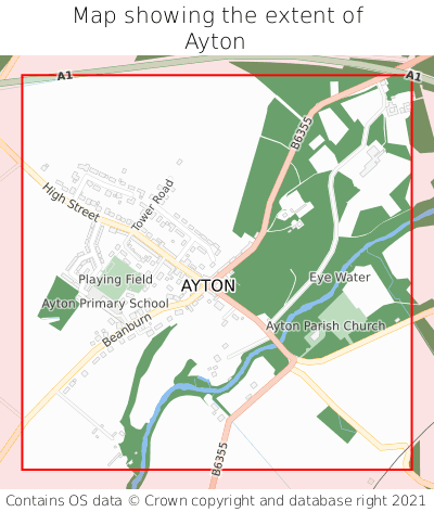 Map showing extent of Ayton as bounding box