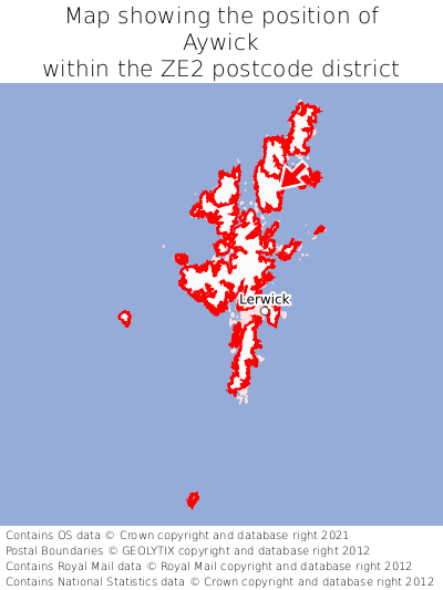 Map showing location of Aywick within ZE2