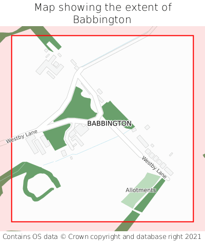 Map showing extent of Babbington as bounding box