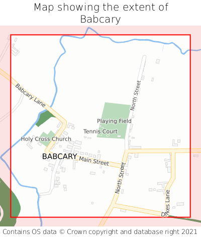 Map showing extent of Babcary as bounding box