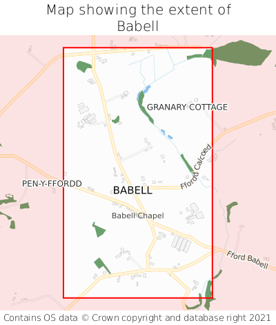 Map showing extent of Babell as bounding box