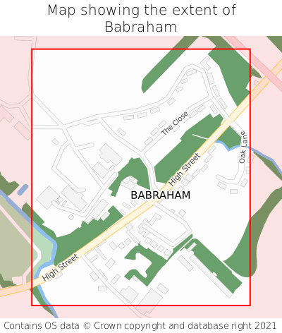 Map showing extent of Babraham as bounding box