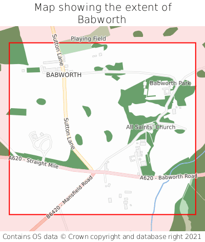 Map showing extent of Babworth as bounding box