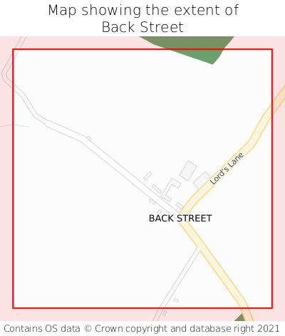 Map showing extent of Back Street as bounding box