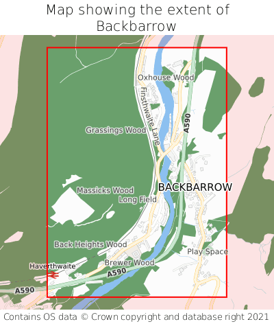 Map showing extent of Backbarrow as bounding box
