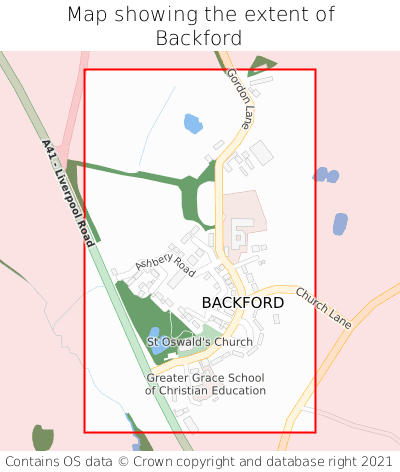 Map showing extent of Backford as bounding box