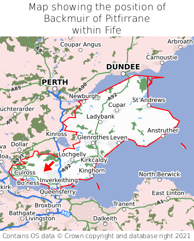 Map showing location of Backmuir of Pitfirrane within Fife