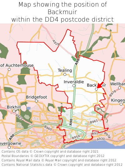 Map showing location of Backmuir within DD4