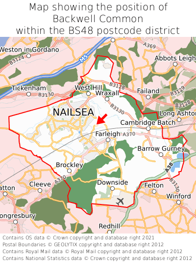 Map showing location of Backwell Common within BS48