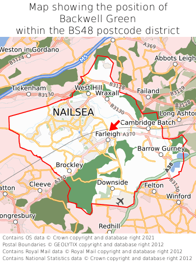 Map showing location of Backwell Green within BS48