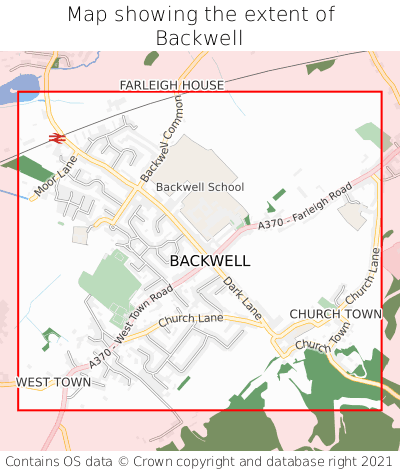 Map showing extent of Backwell as bounding box