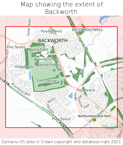 Map showing extent of Backworth as bounding box