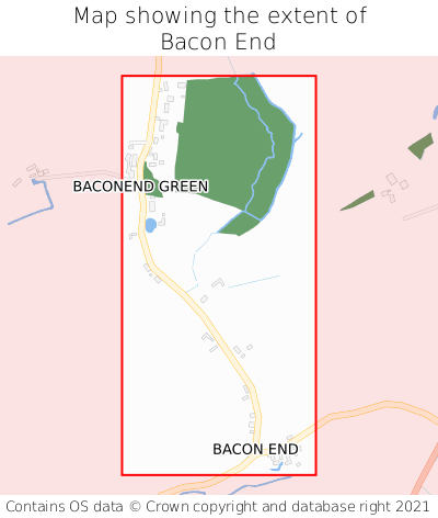 Map showing extent of Bacon End as bounding box