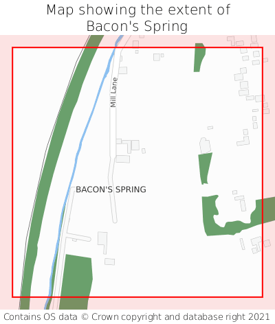 Map showing extent of Bacon's Spring as bounding box