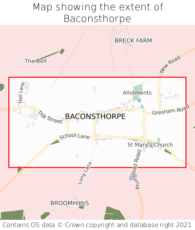 Map showing extent of Baconsthorpe as bounding box